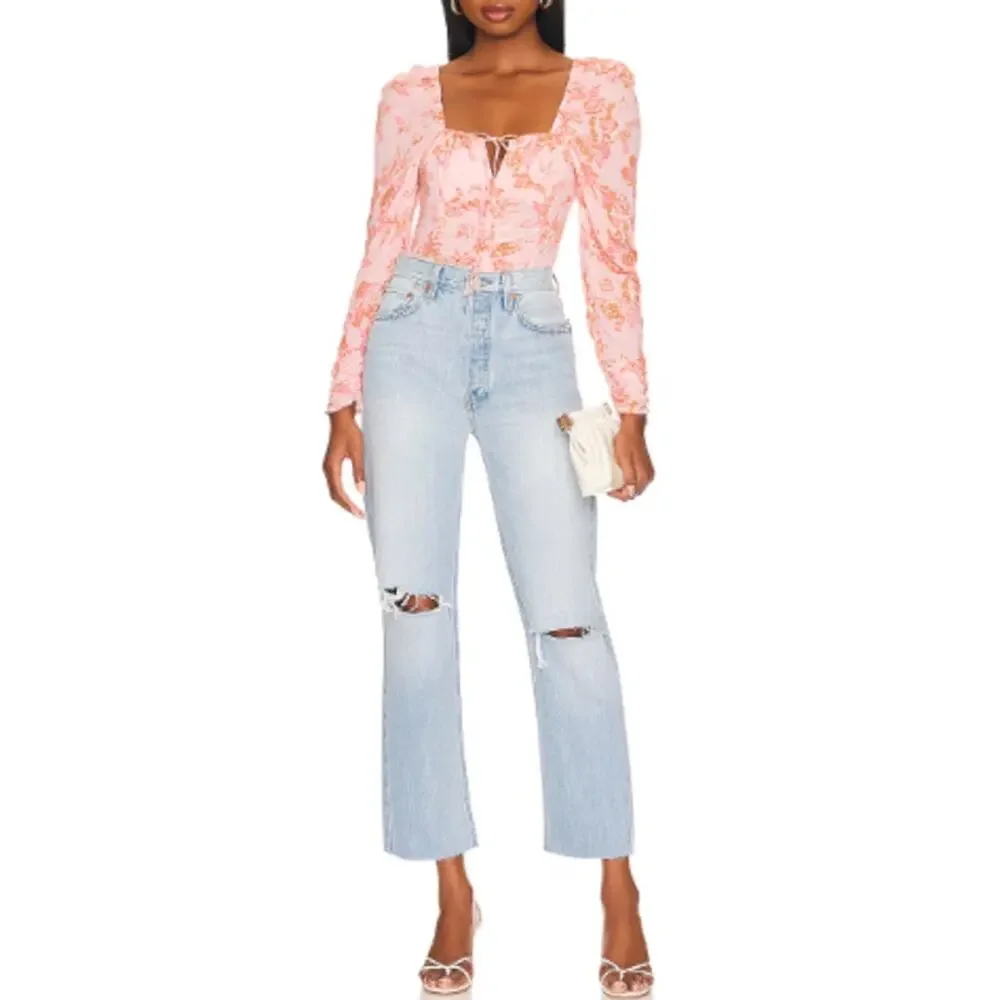 * New ~ FREE PEOPLE ~ Women's Pink Combo Hilary Printed Top Small